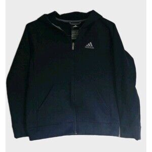 Adidas Hooded Full Zip Hoodie Sweatshirt Boys Youth Size Medium 10/12 Navy Blue